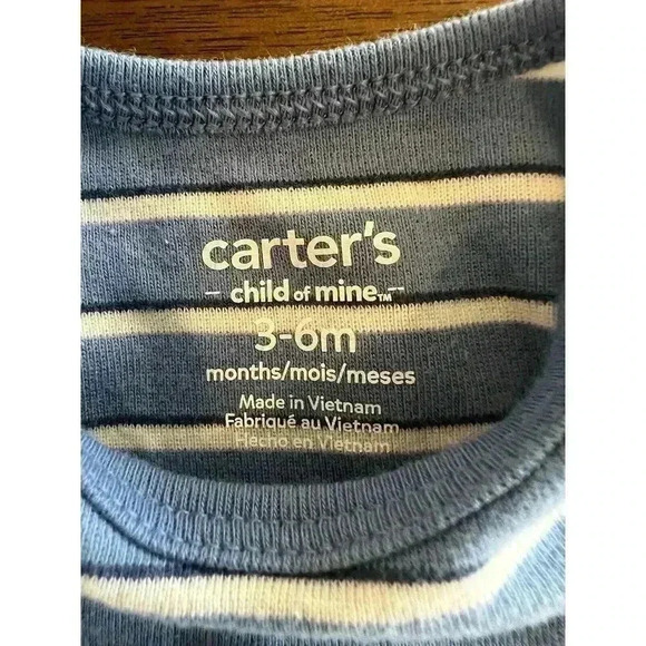 Lot Of 2. Baby Boy Bodysuit Carter's 3-6 Months Stripes Blue Grey (0172) - Picture 5 of 7
